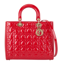 Large Lady Dior Cannage, Patent, Red, 15BO0185, 3*